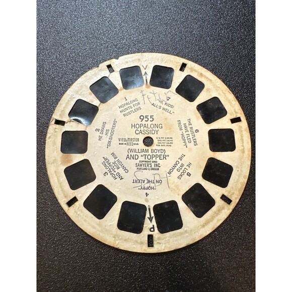 Vintage 1950 View-Master Reel 955 Hopalong Cassidy & Topper Western TV Collectib - Picture 1 of 3